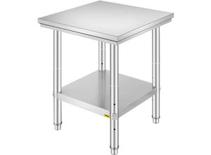 0601707108862 - Edelstahl Arbeitstisch 60 cm x 60 cm Essenszubereitung für die Zubereitung von Mahlzeiten Nähen Waschen Basteln Garagennutzung usw - Vevor