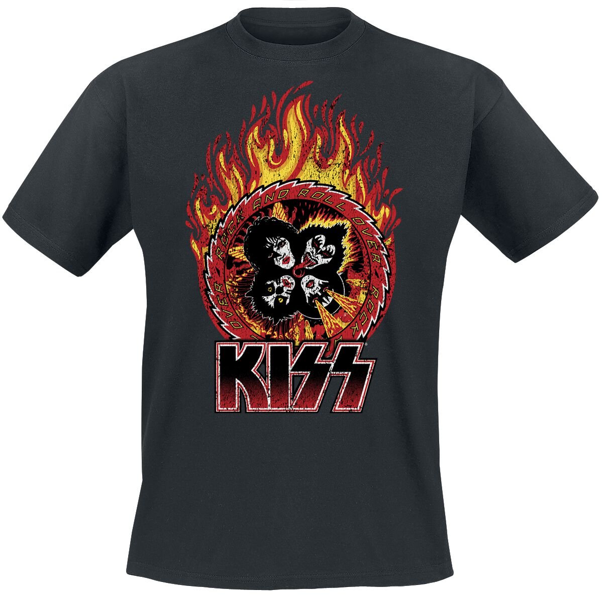 0602445569991 - Rock And Roll Over Flames T-Shirt schwarz in M