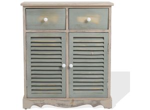 0602561153159 - Mobili Rebecca - Rebecca Mobili Kommode 2 Schubladen 2 Türen Lamellen Holz beige Shabby 70x60x30