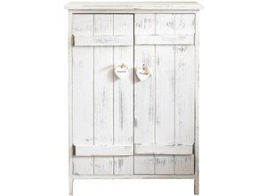 0602561709646 - Rebecca Mobili Nachttisch Nachtkästchen Doppeltür Holz weiß Shabby 78x51x30