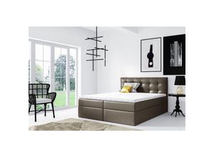 0602728217434 - Fun Moebel - Boxspringbett Schlafzimmerbett oviedo 160x200cm Kunstleder Braun