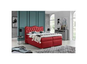 0602728218622 - Fun Moebel - Boxspringbett Schlafzimmerbett sahan 180x200cm Kunstleder Rot