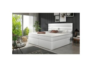 0602728219391 - Fun Moebel - Boxspringbett Schlafzimmerbett festo 180x200cm Kunstleder Soft Weiss