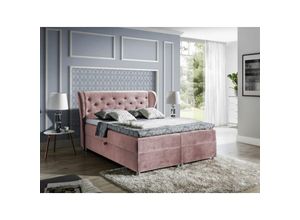 0602728221127 - Fun Moebel - Boxspringbett Schlafzimmerbett arianna 140x200cm Stoff Solonrose 0602728221127 - Fun Moebel - Boxspringbett Schlafzimmerbett arianna 140x200cm Stoff Solonrose