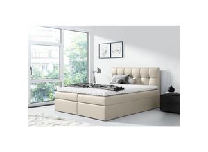 0602728221370 - Fun Moebel - Boxspringbett Schlafzimmerbett carmen 120x200cm Kunstleder Beige