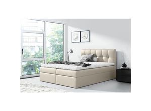 0602728221448 - Fun Moebel - Boxspringbett Schlafzimmerbett carmen 140x200cm Kunstleder Beige