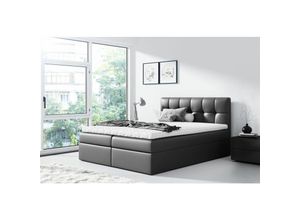 0602728221493 - Fun Moebel - Boxspringbett Schlafzimmerbett carmen 140x200cm Kunstleder Schwarz