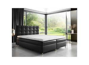 0602728222049 - Fun Moebel - Boxspringbett Schlafzimmerbett arvid 120x200cm Kunstleder Schwarz