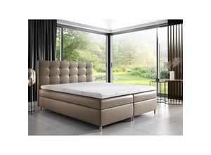 0602728222254 - Fun Moebel - Boxspringbett Schlafzimmerbett arvid 180x200cm Kunstleder Cappuccino