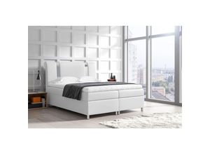 0602728222490 - Fun Moebel - Boxspringbett Schlafzimmerbett nathan 140x200cm Kunstleder Weiss