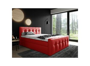 0602728224944 - Fun Moebel - Boxspringbett Schlafzimmerbett owen 120x200cm Kunstleder Rot