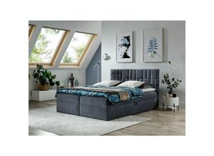 0602728226689 - Fun Moebel - Boxspringbett Schlafzimmerbett cortez 120x200cm Anthrazit