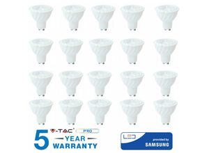 0604220599384 - 20 GU10 65 WATT LED BULBS SPOTLIGHT CHIP SAMSUNG 38° GRADI -Natural