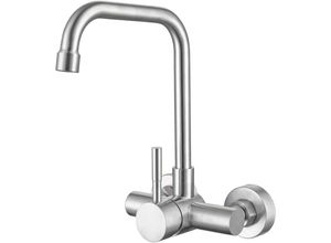 0606314568061 - Wandmontage Küchenarmatur mit 11 cm Lochrabstand Wandarmatur Küche Wasserhahn in Wand Spültischarmatur aus Edelstahl Mischbatterie für Küche Matt