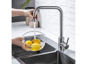 0606314570088 - Onece - Wasserhahn Küche mit 2 Strahlarten Küchenarmatur mit drehbar Auslauf Spültischarmatur aus Edelstahl gebürstet 360° schwenkbar Armatur