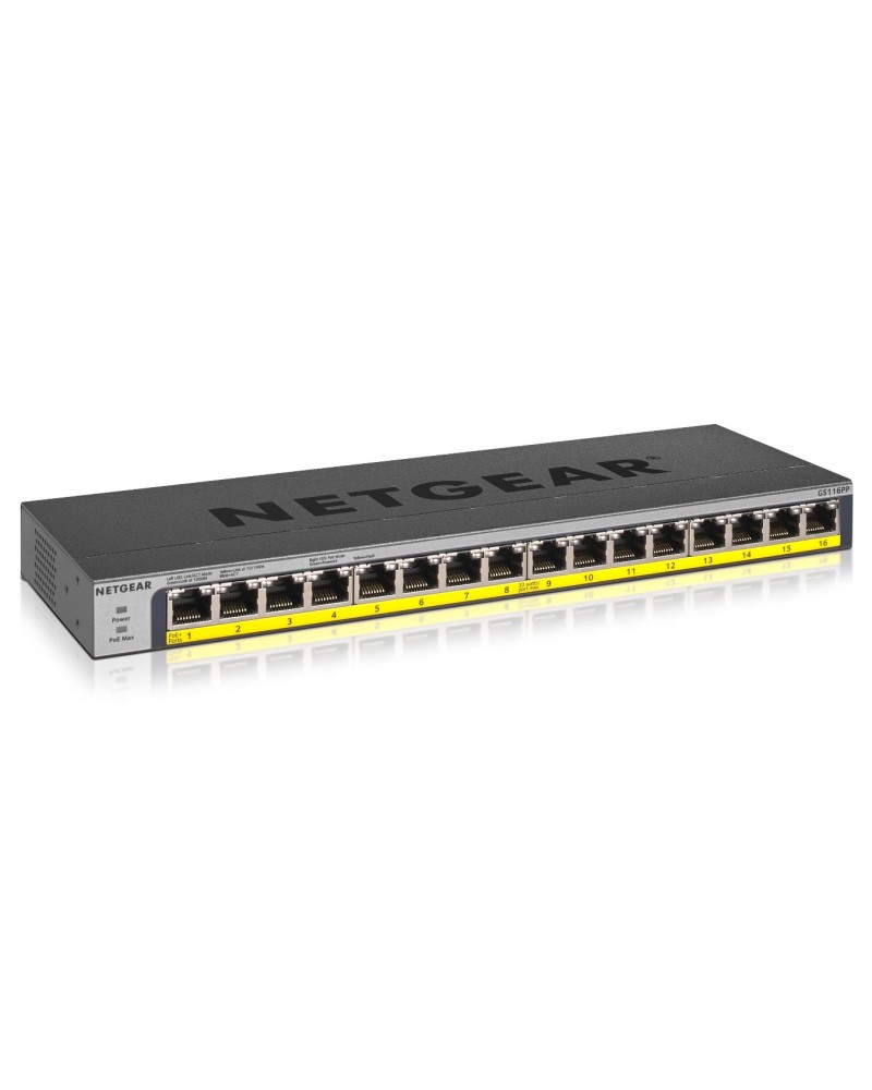 0606449133332 - GS116PP 16-Port Gigabit Ethernet High-Power Unmanaged PoE+ Switch with FlexPoE (183W)