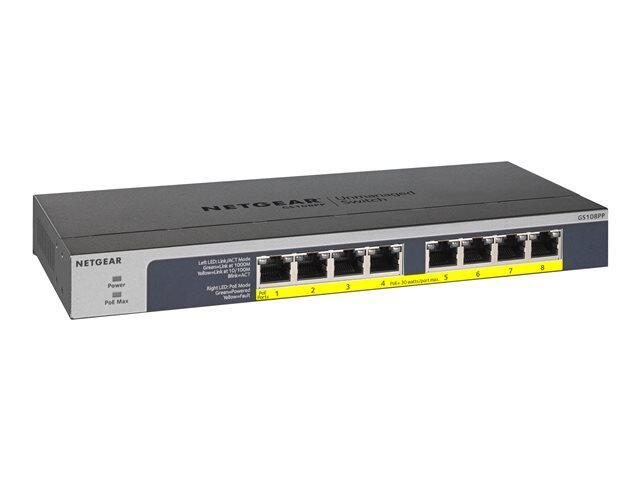 0606449134971 - GS108LP-100EUS 8-Port Gigabit Ethernet PoE+ Unmanaged Switch with FlexPoE (60W)