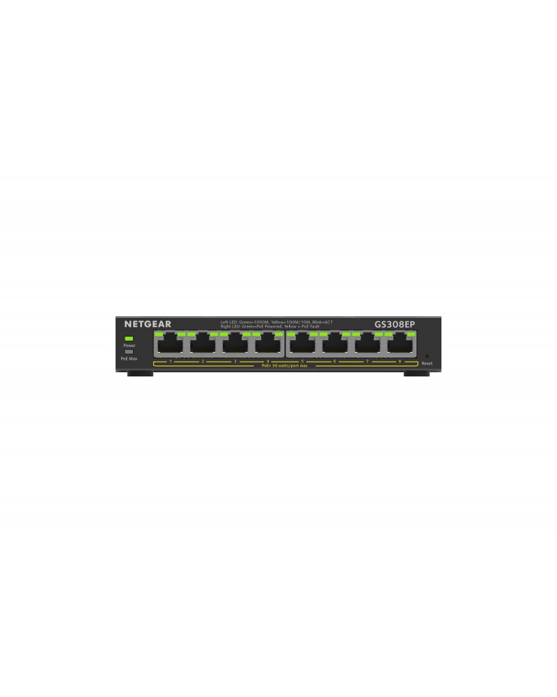 0606449153040 - NETGEAR GS308EP 8 Port Gigabit PoE+ Smart Managed Plus Switch (GS308EP-100PES)