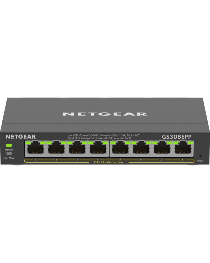 0606449153095 - NETGEAR 8-Port-Gigabit-Ethernet-Hochleistungs-PoE+-Plus-Switch (GS308EPP) verwaltetes L2 L3-Gigabit-Ethernet (10 100 1000) Power over Ethernet