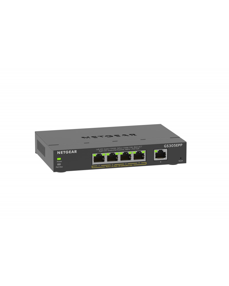 0606449153194 - NETGEAR 5-Port Gigabit Ethernet High-Power PoE+ Plus Switch (GS305EPP) Managed L2 L3 Gigabit Ethernet (10 100 1000) Power over Ethernet (PoE) Schwarz