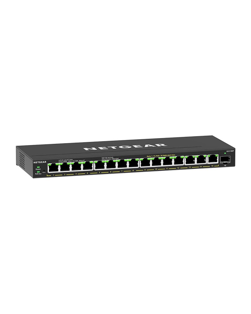 0606449153651 - NETGEAR GS316EP-100PES Netzwerk-Switch Managed Gigabit Ethernet (10 100 1000) Power over Ethernet (PoE) Schwarz