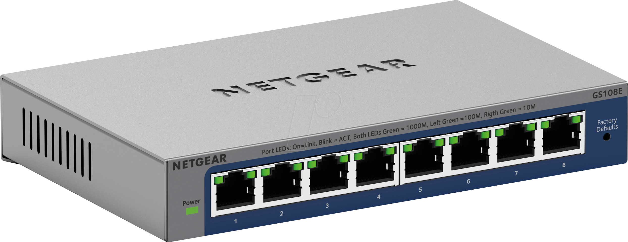 0606449169959 - Plus GS108Ev4 Desktop 8 Port Gigabit Switch (GS108E-400EUS) - Netgear