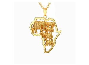 0611056456576 - Northix - U7 Afrika Elefant Halskette - Gold