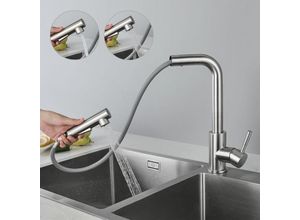 0613894398865 - Hochdruck Küchenarmatur Ausziehbar Mit 2 Strahlarte Mischbatterie für die Küche Chrome Küchenwasserhahn Edelstahl Wasserhahn Küche Ausziehbar