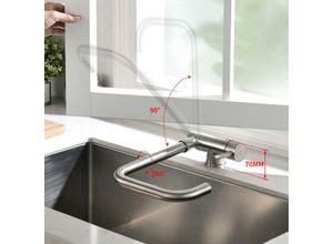 0613894399893 - Cecipa - Hochdruck Küchenarmatur Klappbar Wasserhahn für Küche Umklappbar Chrom Spültischarmatur 360 ° Drehbar Regulierbares Heißes und kaltes Wasser