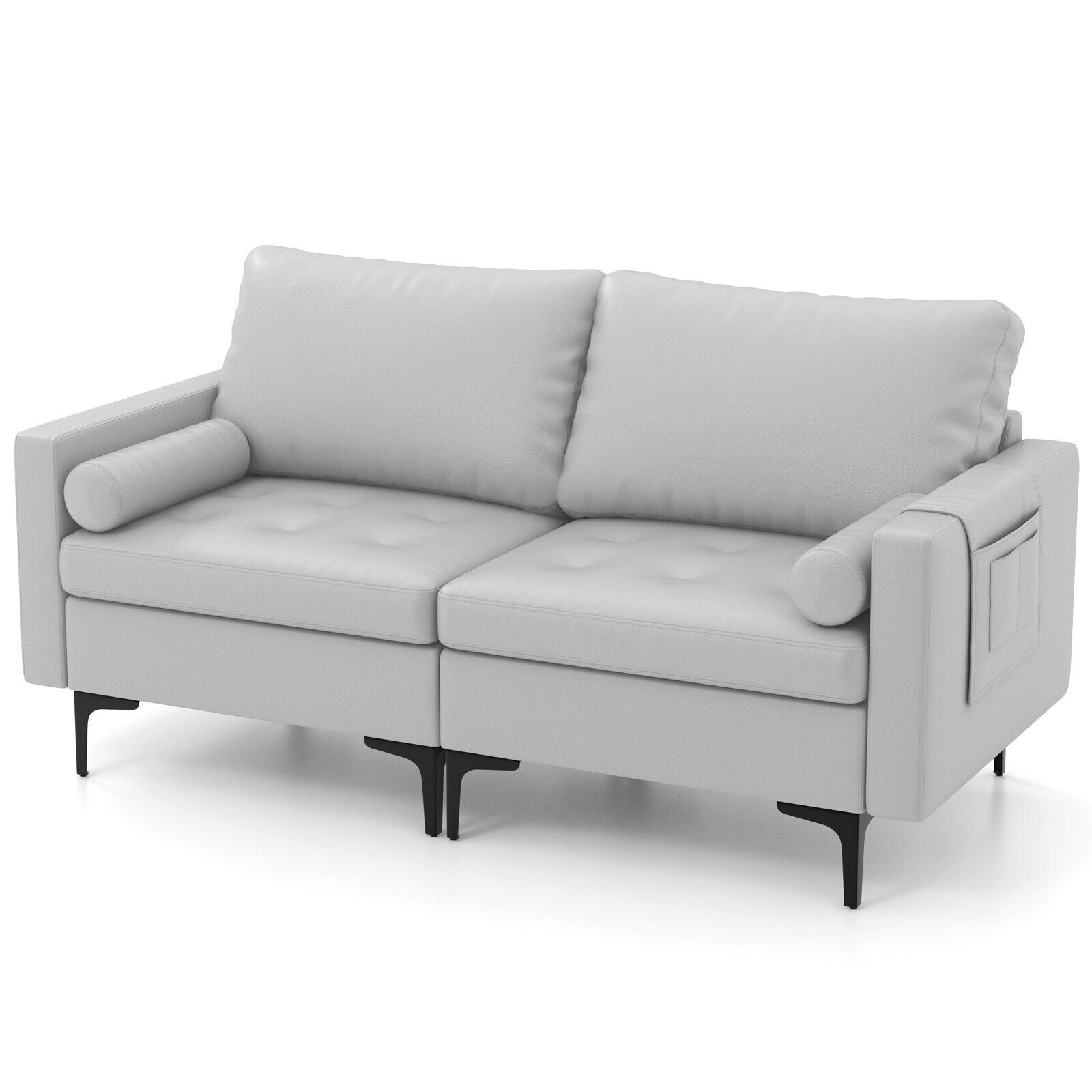 0615200222901 - 2-Sitzer Sofa Loveseat - dicke Kissen - 172 x 78 x 80 cm - Grau