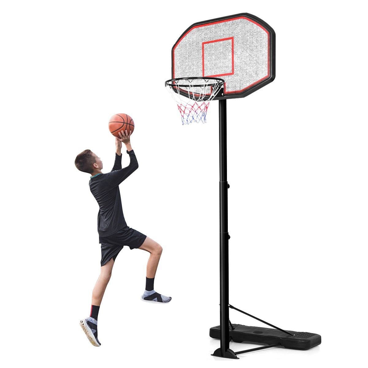 0615200230241 - Basketballstaender von 202 bis 305cm hoehenverstellbar Basketballkorb mit Staender Basketballanlage rollbar Korbanlage geeignet fuer Innen- und