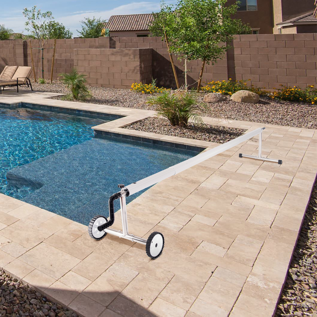 0615200231187 - Pool-Aufrollvorrichtung Mobiles Aufrollsystem für Solarplanen 150 cm bis 570 cm Aluminium