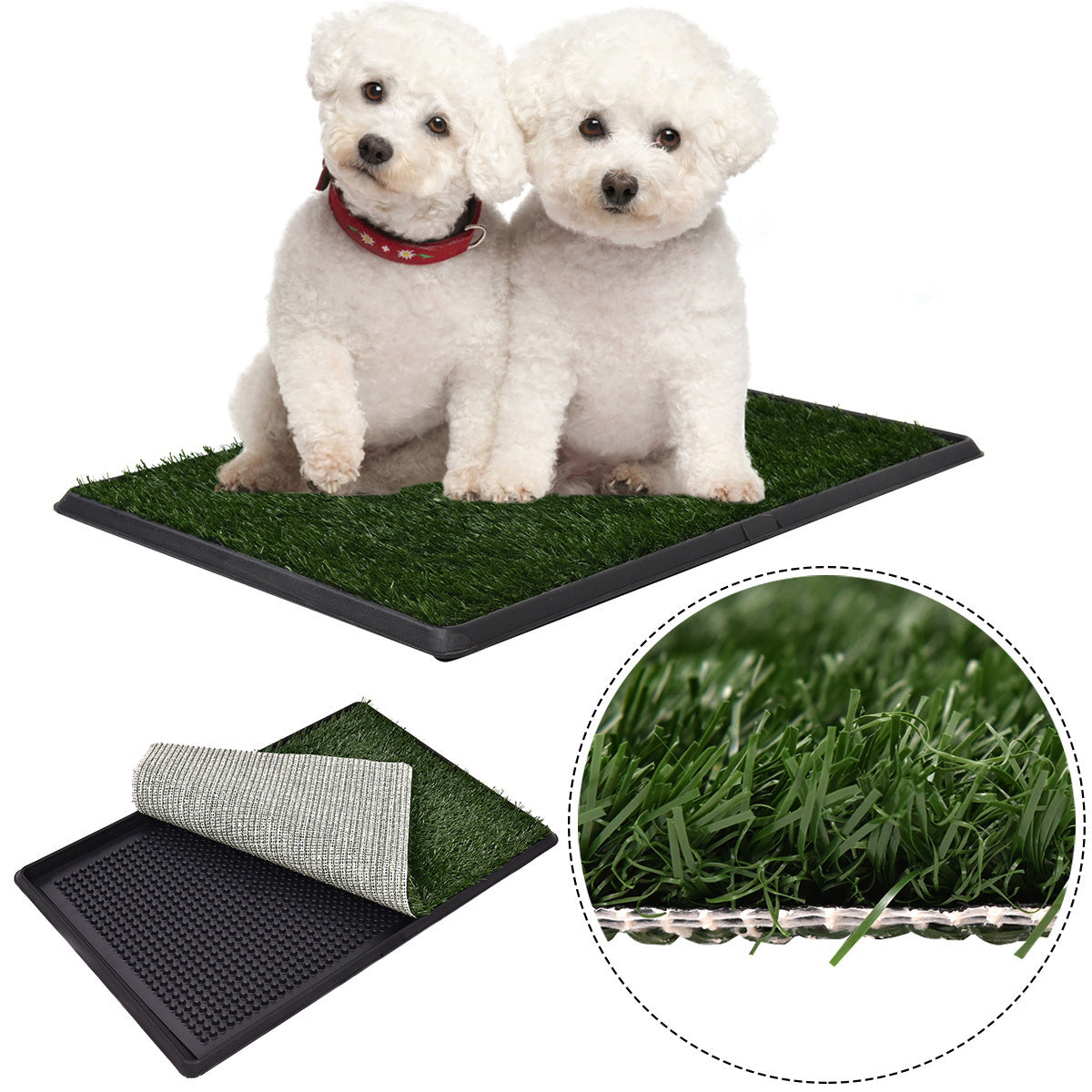 0615200241520 - Hundeklo Rasen Welpentoilette Hundetoilette Tierklo Trainingsunterlage Indoor Restroom Toepfchen stubenrein mit Grass 51CMX76CM - Costway