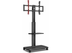 0615870270066 - Tv Bodenstnder Rollbar mit 2 Ablagen tv Standfu tv Stnder Fernsehstand mit Rollen hhenverstellbar schwenkbar f¨¹r 32 bis 65 Zoll Flachbildschirm bis