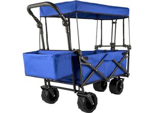 0617201565285 - VEVOR Bollerwagen Faltbar 927 x 543 x 985 cm Handwagen faltbar 100 kg Blauer Bollerwagen Dach Luftreifen 600D Oxford Polyester Klappbarer