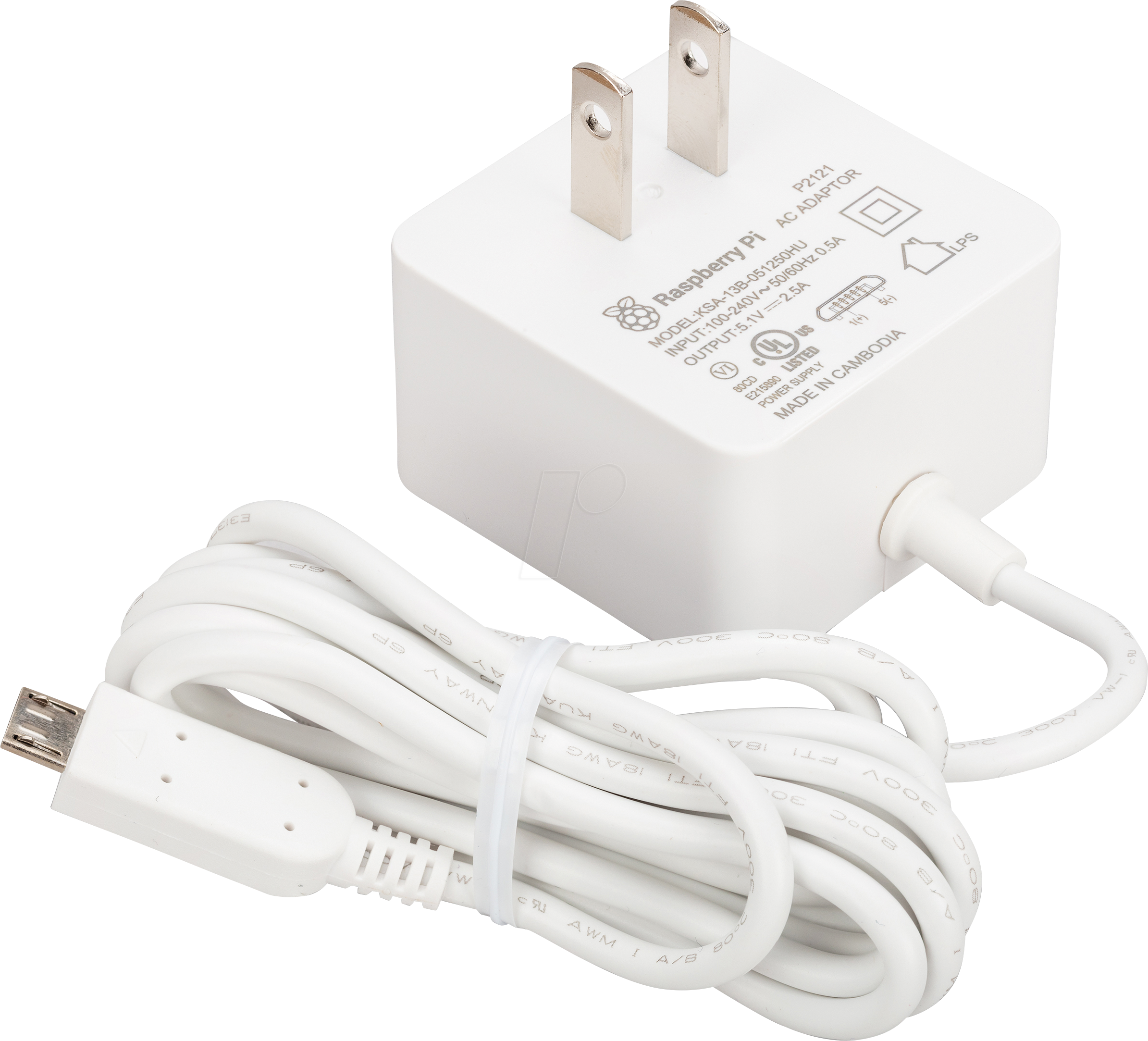0617588405730 - RPI PS 125US WT - - Netzteil 51 V 25 A Micro-USB US-Stecker we 0617588405730 - RPI PS 125US WT - - Netzteil 51 V 25 A Micro-USB US-Stecker we