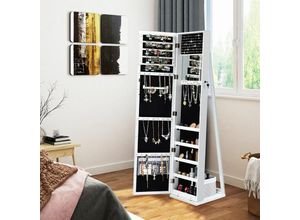 0617748434587 - Schmuckschrank abschliessbar Schmuckregal mit Ganzkoerperspiegel und kleinem Schminkspiegel Schmuck Spiegelschrank 91 Plaetze fuer Ringe 30