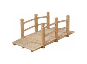 0617748457067 - Costway - Holzbruecke Gartenbruecke Teichbruecke Zierbruecke Dekobruecke mit Gelaender 150x67x55 cm Natur