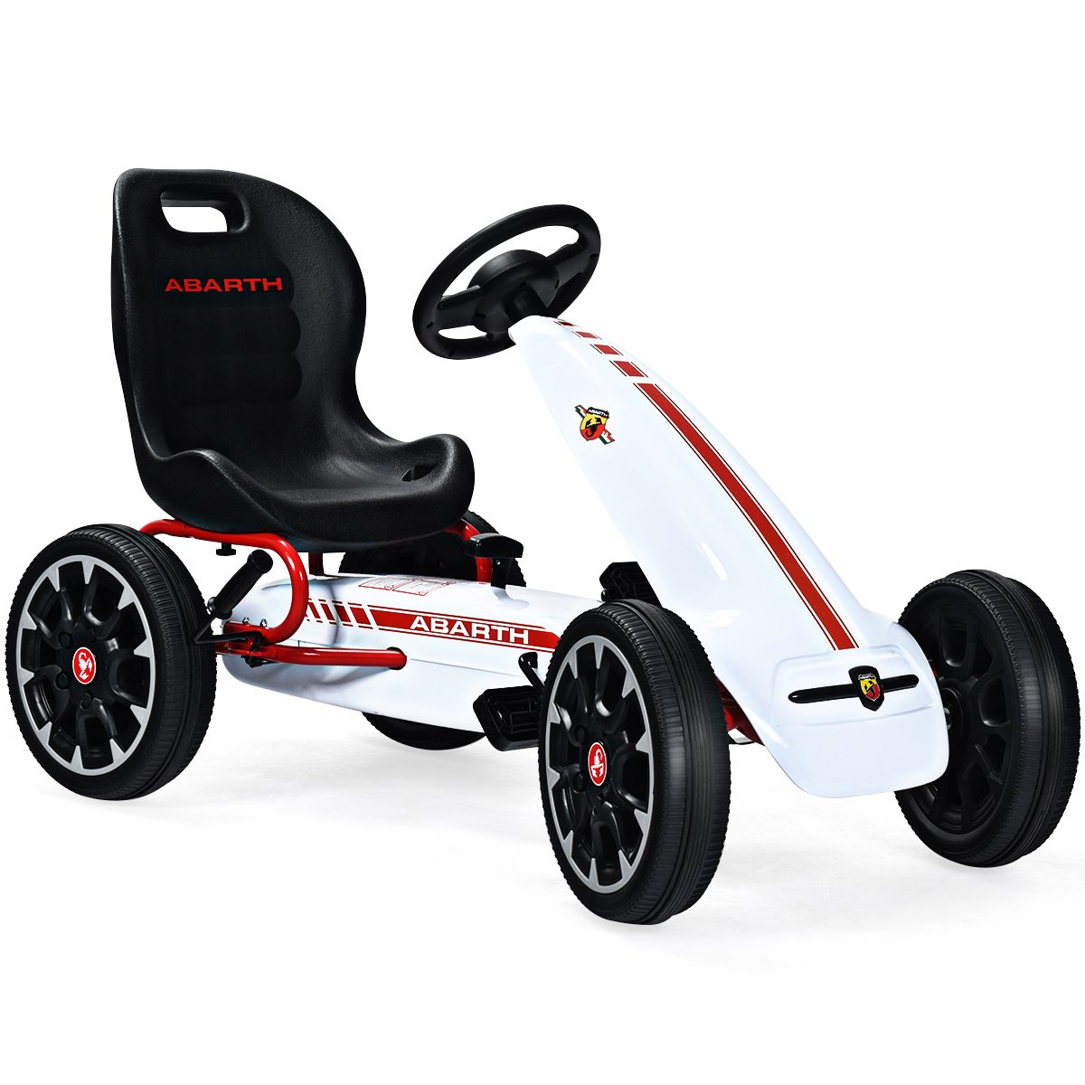 0617748457210 - Kinder Pedal Go Kart Aufitzuto mit verstellbarem Schalensitz Kinderfahrzeug für Kinder Gokart Weiß