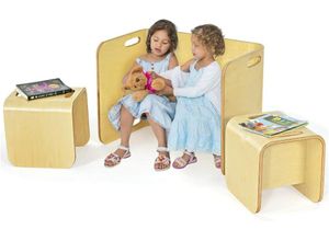 0617748466137 - 3tlg Kindertisch Stuehle Set Birke Kindersitzgrupppe Holz Kindermoebel Kinder Lerntisch fuer Zuhause Schule Kindergarten - Costway