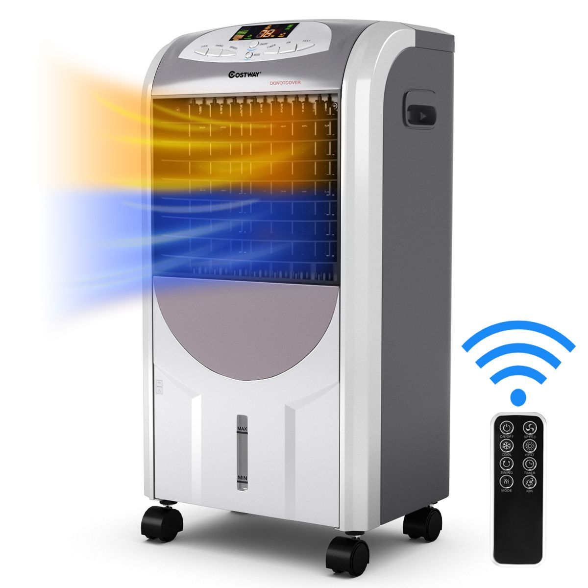 0617748469787 - Mobil Heizlüfter Klimaanlage klimageraet Luftkühler 2000W Heizen   75W Kühlen   8H Timer   7L Wassertank   70°Winkel Fernbedienung - Costway