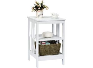 0617748470479 - Costway - Nachttisch 3 Ebenen Beistelltisch Nachtschrank Sofatisch Couchtisch fuer Schlafzimmer Wohnzimmer 40x40x61cm Weiss II-foermig