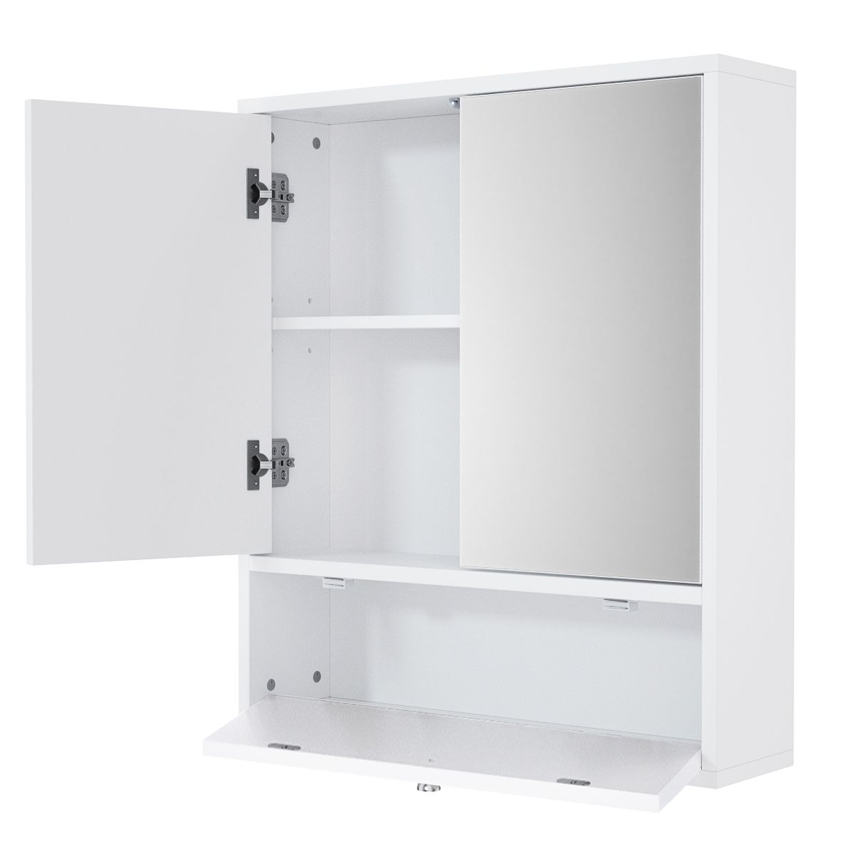 0617748479700 - Badezimmerschrank - Doppelspiegeltür - Verstellbarer Einlegeboden - 54 x 14 x 62 cm - Weiß