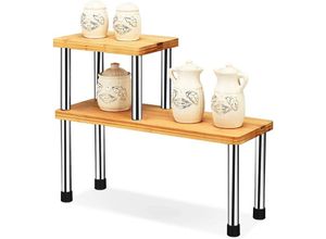 0617748480560 - Costway - 2er Set Küchen Eckregal Gewuerzregal aus Bambus Kuechenregal Kuechengestell Lagerregal Schreibtischregal ideal fuer Kueche Badezimmer