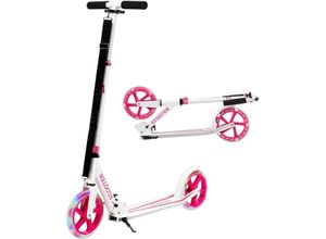 0617748481567 - Scooter Roller faltbar Roller höhenverstellbar 100kg Belastbarkeit Kick Roller mit 2 LED Rädern Pink