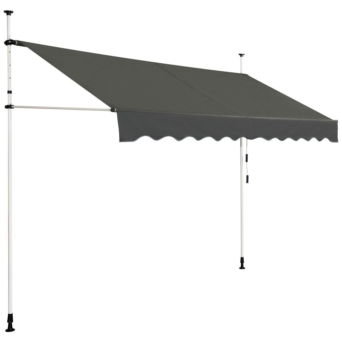 0617748483202 - Costway Teleskopmarkise Sonnenschutz Höhenverstellbare wasserdichte Markise 300 x 120 cm Grau