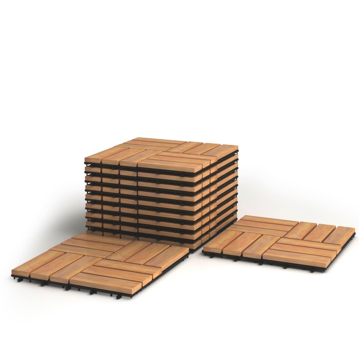 0617748484353 - 10 Set Terrassenfliesen Holzbodenfliesen Akazienholz 305 x 305 x 25 cm braun