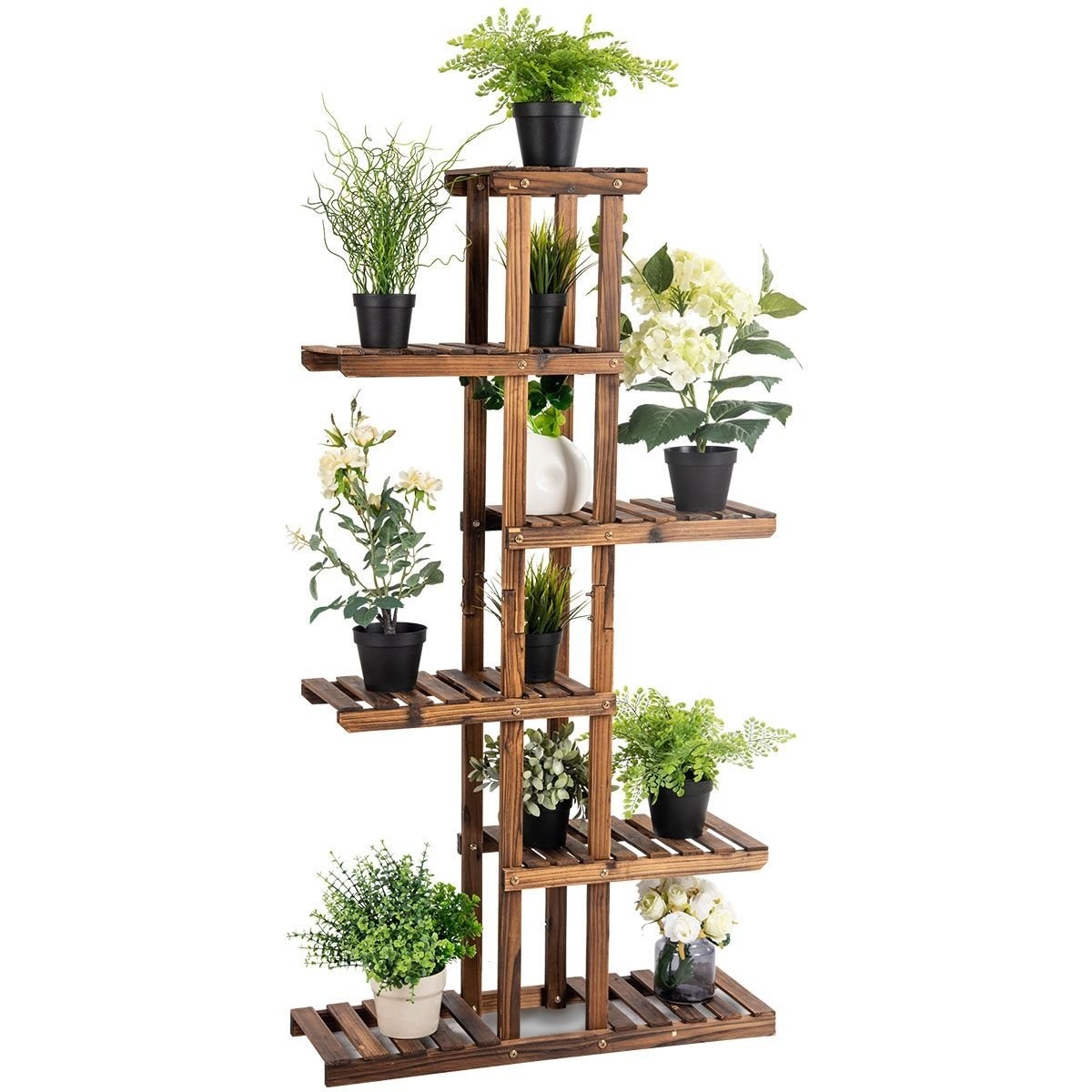 0617748484544 - Costway Pflanze Treppe Garten Blume Rack Blume Stand Holz 75x25x140cm