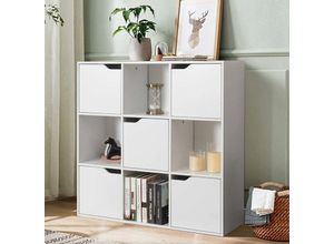 0617748484698 - Bücherregal Standregal mit 9 Fächern 5 Türen freistehend für Wohnzimmer Arbeitszimmer Kinderzimmer Büro Aufbewahrungsregal 90 x 29 x 90 cm