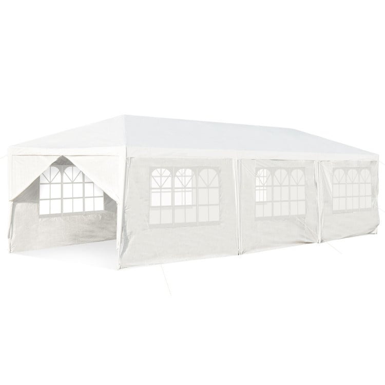 0617748485343 - Costway Garten Pavillon 3x9m Party Zelt Garten Tat UV Schutz Zelt weiß